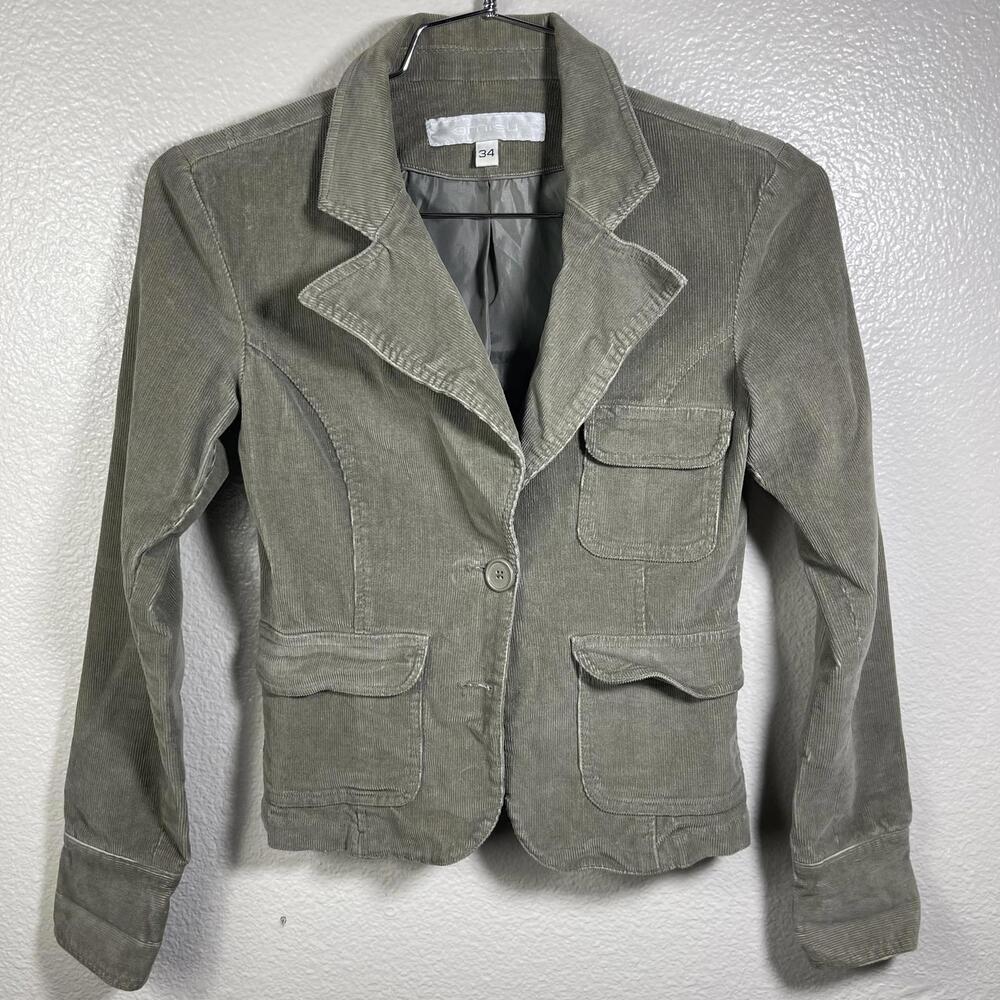 Amisu women’s olive green cord jacket blazer size 34